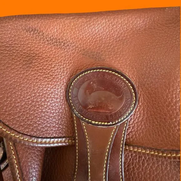 80's 90's vintage brown leather saddle bag purse handbag Dooney & Bourke *AS IS* - Picture 2 of 8